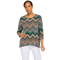 Alternative view of Women's Alfred Dunner Classics Chevron Puff Print Top