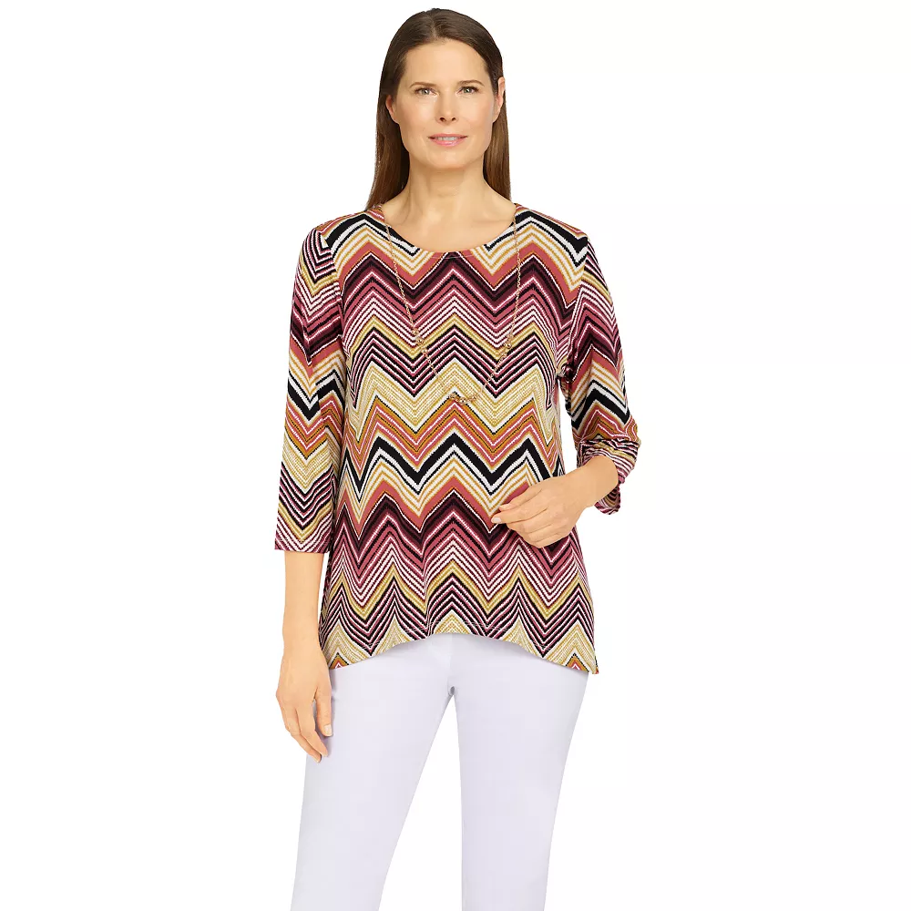 Women's Alfred Dunner Classics Chevron Puff Print Top 1 Women's Alfred Dunner Classics Chevron Puff Print Top