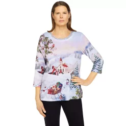 Women's Alfred Dunner Classics Holiday Scenic Top