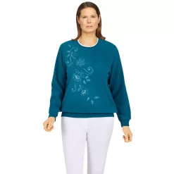 Alternative view of Women's Alfred Dunner Classics Asymmetric Floral Pullover