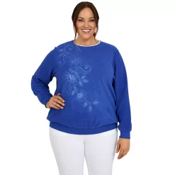 Plus Size Alfred Dunner Classics Asymmetric Floral Pullover Top 13 Plus Size Alfred Dunner Classics Asymmetric Floral Pullover Top -Cuddl Duds SHOP 5722178 Cobalt