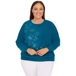 Alternative view of Plus Size Alfred Dunner Classics Asymmetric Floral Pullover Top