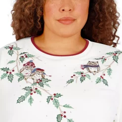 Plus Size Alfred Dunner Classics Happy Owls Pullover -Cuddl Duds SHOP 5722179 ALT4