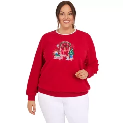 Plus Size Alfred Dunner Classics Festive Center Door Pullover