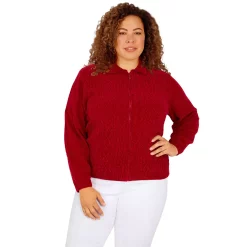 Alternative view of Plus Size Alfred Dunner Classics Zip Chenille Cardigan