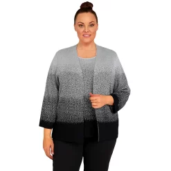 Plus Size Alfred Dunner Classics Ombre Shimmer Sweater 11 Plus Size Alfred Dunner Classics Ombre Shimmer Sweater -Cuddl Duds SHOP 5722184 Silver