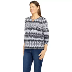 Petite Alfred Dunner Classics Biadere Top -Cuddl Duds SHOP 5723816 ALT2