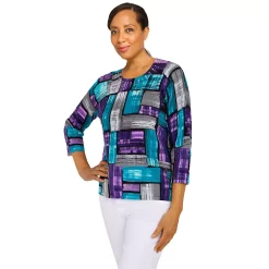 Petite Alfred Dunner Classics Colorblock Top -Cuddl Duds SHOP 5723817 ALT2