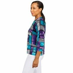 Petite Alfred Dunner Classics Colorblock Top -Cuddl Duds SHOP 5723817 ALT3