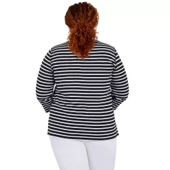 Petite Alfred Dunner Classics Wreath Stripe Top -Cuddl Duds SHOP 5723822 ALT
