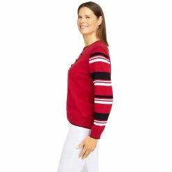 Petite Alfred Dunner Classics Striped Sleeve Sweater 12 Petite Alfred Dunner Classics Striped Sleeve Sweater -Cuddl Duds SHOP 5723828 ALT3
