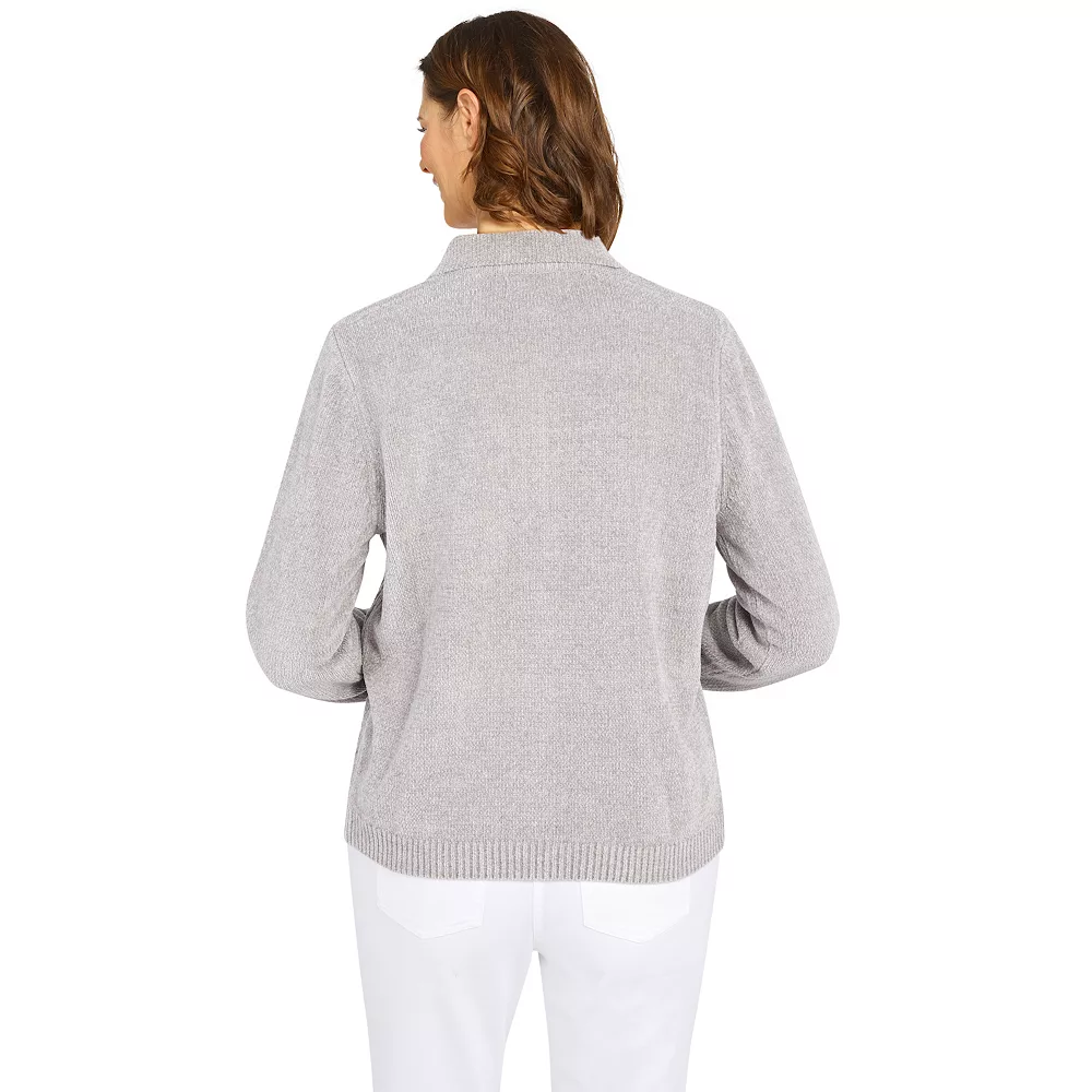 Petite Alfred Dunner Classics Zip Front Chenille Cardigan 7 Petite Alfred Dunner Classics Zip Front Chenille Cardigan - Image 7