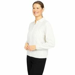 Petite Alfred Dunner Classics Zip Front Chenille Cardigan 17 Petite Alfred Dunner Classics Zip Front Chenille Cardigan -Cuddl Duds SHOP 5723831 ALT2