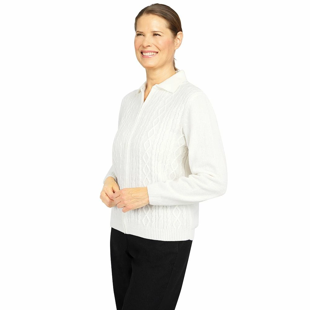 Petite Alfred Dunner Classics Zip Front Chenille Cardigan 8 Petite Alfred Dunner Classics Zip Front Chenille Cardigan - Image 8