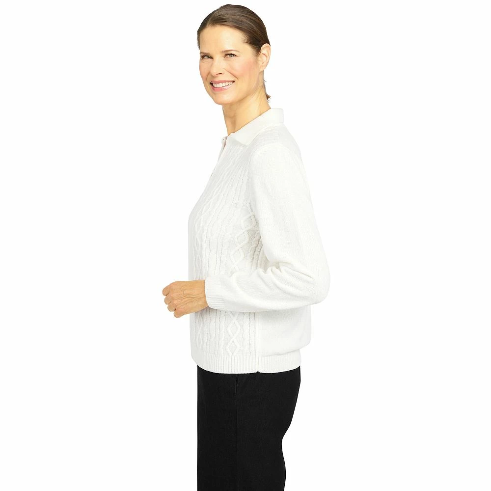 Petite Alfred Dunner Classics Zip Front Chenille Cardigan 9 Petite Alfred Dunner Classics Zip Front Chenille Cardigan - Image 9