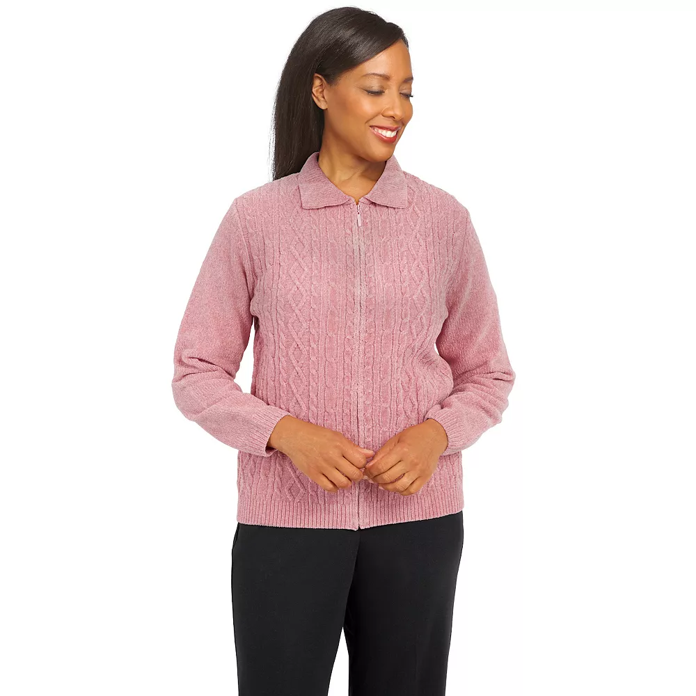 Petite Alfred Dunner Classics Zip Front Chenille Cardigan 5 Petite Alfred Dunner Classics Zip Front Chenille Cardigan - Image 5