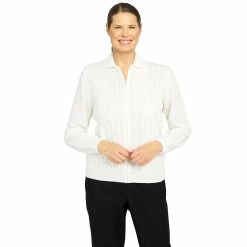 Alternative view of Petite Alfred Dunner Classics Zip Front Chenille Cardigan