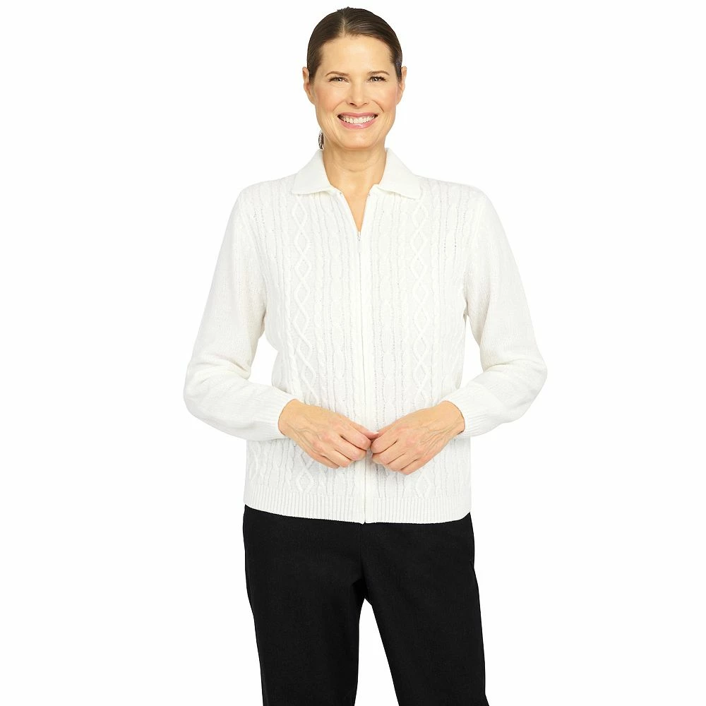 Petite Alfred Dunner Classics Zip Front Chenille Cardigan 2 Petite Alfred Dunner Classics Zip Front Chenille Cardigan - Image 2