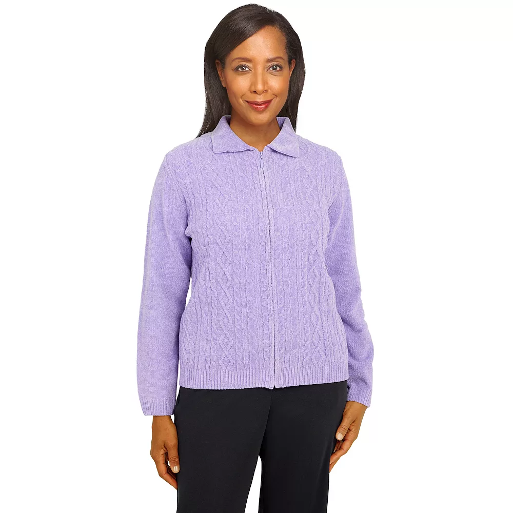 Petite Alfred Dunner Classics Zip Front Chenille Cardigan 3 Petite Alfred Dunner Classics Zip Front Chenille Cardigan - Image 3