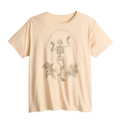 Alternative view of Juniors' Floral Skeleton & Raining Stars Graphic Tee