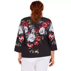 Alternative view of Plus Size Alfred Dunner Empire State Three Quarter Sleeve Floral Print Top
