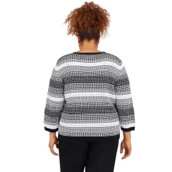 Alternative view of Plus Size Alfred Dunner Empire State Texture Splitneck Three Quarter Sleeve Sweater