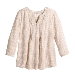 Women's Croft & Barrow® Splitneck Pintuck Blouse -Cuddl Duds SHOP 5777321 ALT5