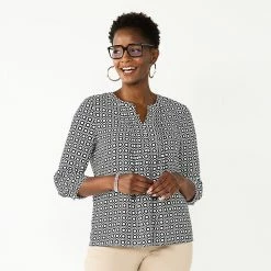 Alternative view of Women's Croft & Barrow® Splitneck Pintuck Blouse
