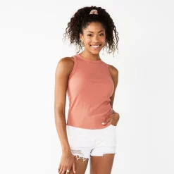 Juniors' SO® Ribbed High-Neck Tank -Cuddl Duds SHOP 5799507 Dried Mauve