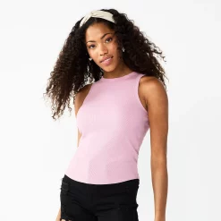 Juniors' SO® Ribbed High-Neck Tank -Cuddl Duds SHOP 5799507 Lilac Lily