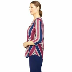 Plus Size Alfred Dunner Sloane Street Spliced Stripe Top -Cuddl Duds SHOP 5810735 ALT2