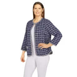 Petite Alfred Dunner Sloane Street Shimmer Boucle with Fringe Trim Jacket 7 Petite Alfred Dunner Sloane Street Shimmer Boucle with Fringe Trim Jacket -Cuddl Duds SHOP 5812464 ALT2