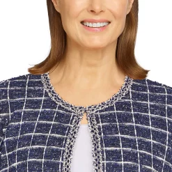 Petite Alfred Dunner Sloane Street Shimmer Boucle with Fringe Trim Jacket 9 Petite Alfred Dunner Sloane Street Shimmer Boucle with Fringe Trim Jacket -Cuddl Duds SHOP 5812464 ALT4