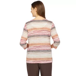 Alternative view of Women's Alfred Dunner Sorrento Watercolor Stripe Beaded Splitneck Top