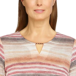 Women's Alfred Dunner Sorrento Watercolor Stripe Beaded Splitneck Top 9 Women's Alfred Dunner Sorrento Watercolor Stripe Beaded Splitneck Top -Cuddl Duds SHOP 5814584 ALT4