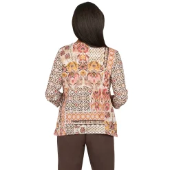 Alternative view of Women's Alfred Dunner Sorrento Shimmer Baroque Patchwork Print Top
