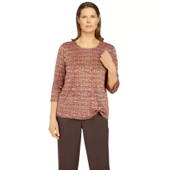 Women's Alfred Dunner Sorrento Space Dye Geo Grommet Hem Top