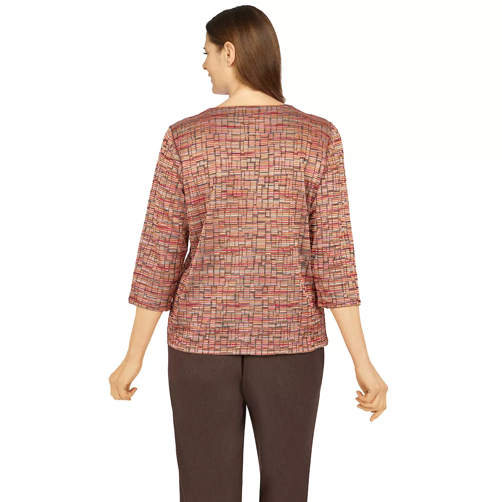 Women's Alfred Dunner Sorrento Space Dye Geo Grommet Hem Top 2 Women's Alfred Dunner Sorrento Space Dye Geo Grommet Hem Top - Image 2