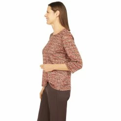 Women's Alfred Dunner Sorrento Space Dye Geo Grommet Hem Top 7 Women's Alfred Dunner Sorrento Space Dye Geo Grommet Hem Top -Cuddl Duds SHOP 5814588 ALT3