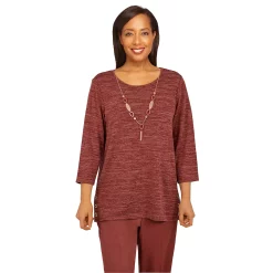 Women's Alfred Dunner Sorrento Mélange Grommet Trim Top