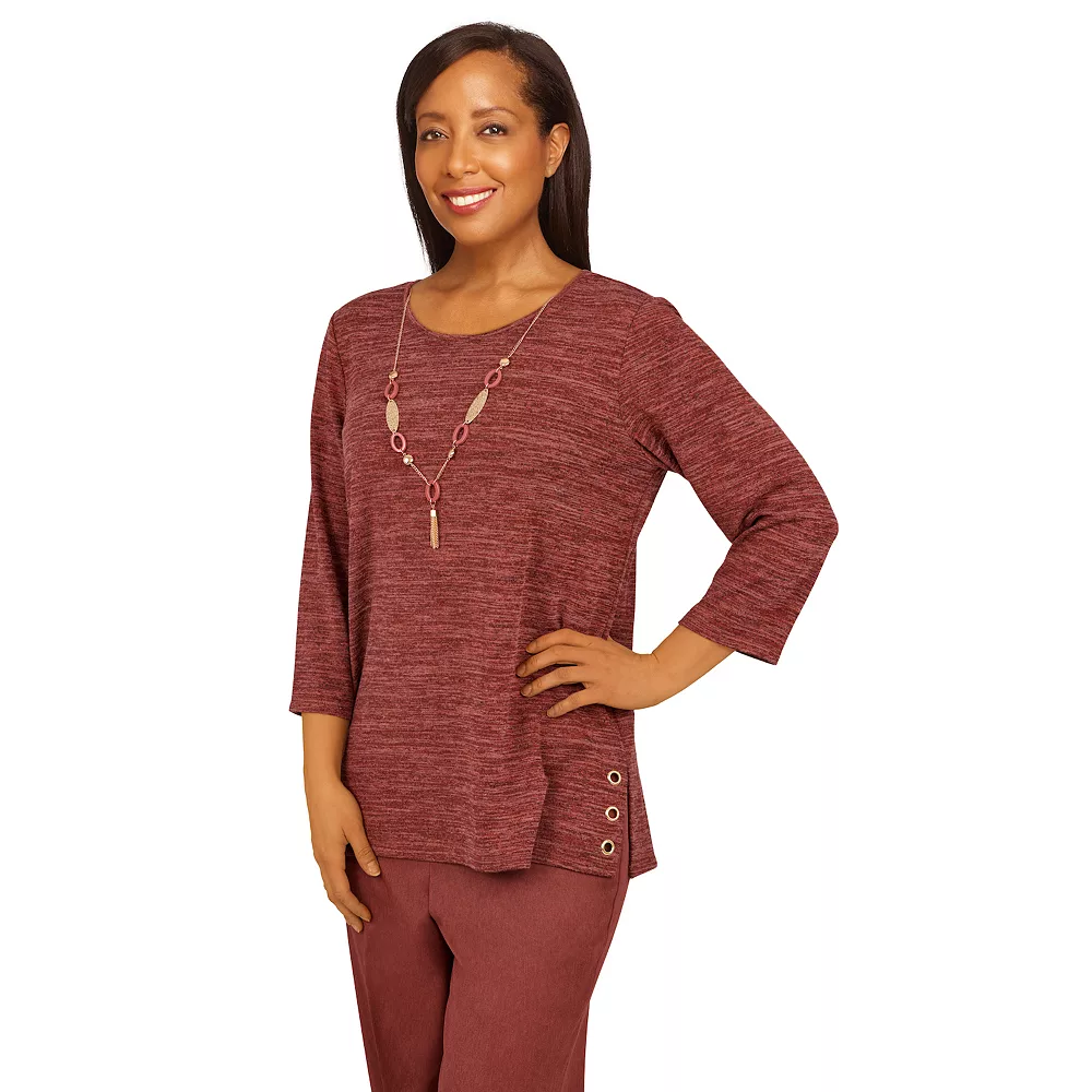 Women's Alfred Dunner Sorrento Mélange Grommet Trim Top 3 Women's Alfred Dunner Sorrento Mélange Grommet Trim Top - Image 3