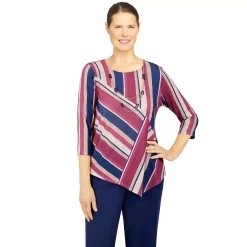 Women's Alfred Dunner Sloanne Street Spliced Stripe Top