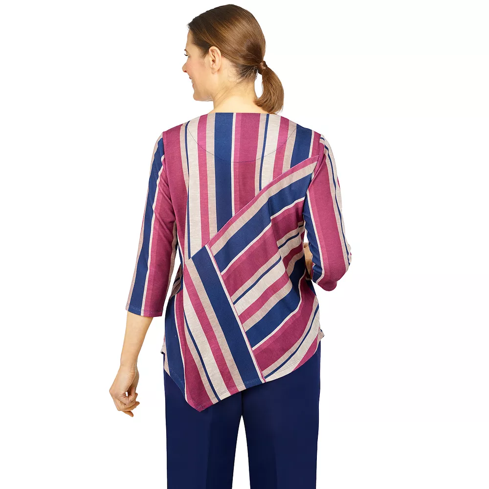 Women's Alfred Dunner Sloanne Street Spliced Stripe Top 2 Women's Alfred Dunner Sloanne Street Spliced Stripe Top - Image 2