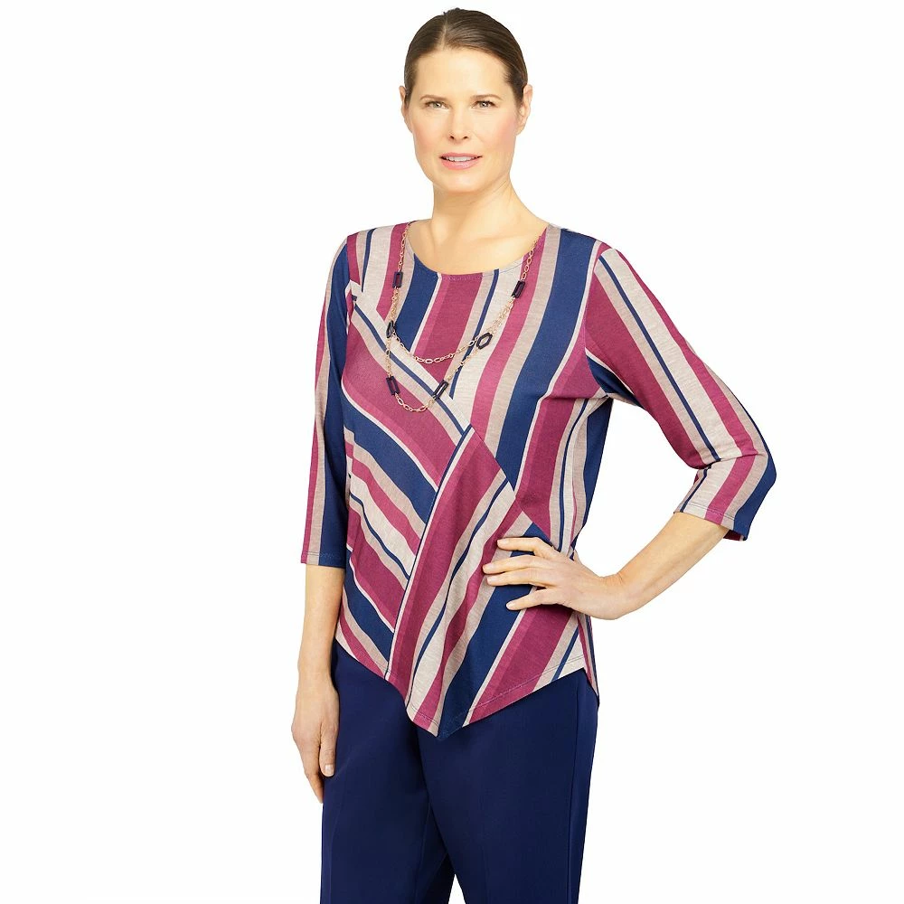 Women's Alfred Dunner Sloanne Street Spliced Stripe Top 3 Women's Alfred Dunner Sloanne Street Spliced Stripe Top - Image 3