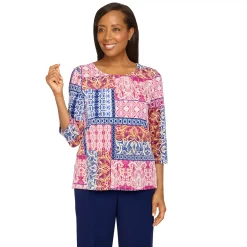 Women's Alfred Dunner Sloanne Street Medallion Patchwork Print Top