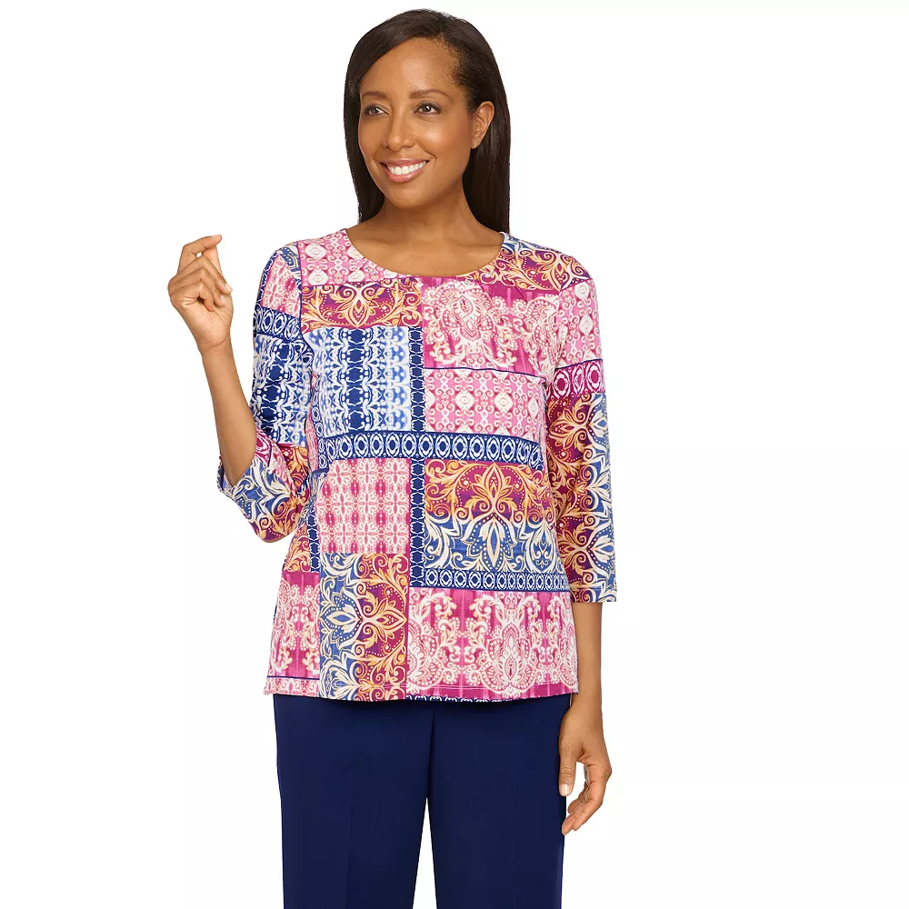 Women's Alfred Dunner Sloanne Street Medallion Patchwork Print Top 1 Women's Alfred Dunner Sloanne Street Medallion Patchwork Print Top