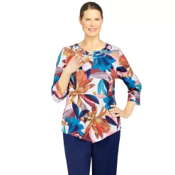 Women's Alfred Dunner Sloanne Street Abstract Flowers Print Top