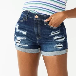 Alternative view of Juniors' SO® Super High-Rise Curvy Jean Shorts