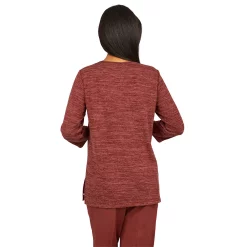 Petite Alfred Dunner Sorrento Mélange Grommet Trim Top -Cuddl Duds SHOP 5847640 ALT