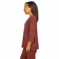 Petite Alfred Dunner Sorrento Mélange Grommet Trim Top -Cuddl Duds SHOP 5847640 ALT3